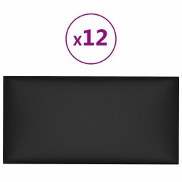 vidaXL Wandhoofdbord 12 pcs 30 x 15 cm Zwart Stof