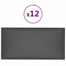 vidaXL Wandhoofdbord 12 pcs 30 x 15 cm Grijs Stof