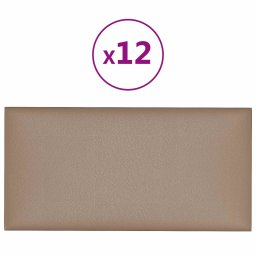 vidaXL Wandhoofdbord 12 pcs 30 x 15 cm Cappuccino Stof