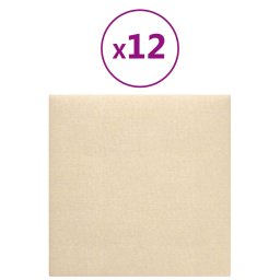 vidaXL Wandhoofdbord 12 pcs 30 x 30 cm Crème Stof