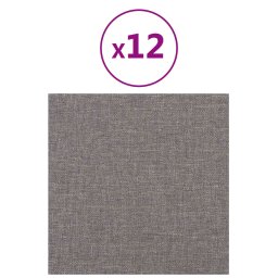 vidaXL Wandhoofdbord 12 pcs 30 x 30 cm Lichtgrijs Stof