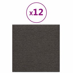 vidaXL Wandhoofdbord 12 pcs 30 x 30 cm Donkergrijs Stof