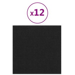 vidaXL Wandhoofdbord 12 pcs 30 x 30 cm Zwart Stof