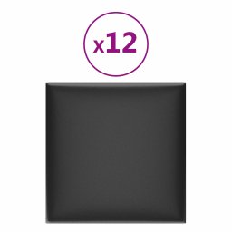 vidaXL Wandhoofdbord 12 pcs 30 x 30 cm Zwart Stof