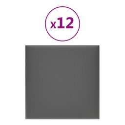 vidaXL Wandhoofdbord 12 pcs 30 x 30 cm Grijs Stof
