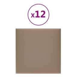vidaXL Wandhoofdbord 12 pcs 30 x 30 cm Cappuccino Stof