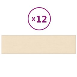 vidaXL Wandhoofdbord 12 pcs 60 x 15 cm Crème Stof