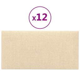 vidaXL Wandhoofdbord 12 pcs 60 x 30 cm Crème Stof