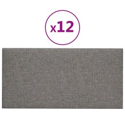 vidaXL Wandhoofdbord 12 pcs 60 x 30 cm Lichtgrijs Stof