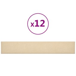 vidaXL Wandhoofdbord 12 pcs Crème 90 x 15 cm Stof