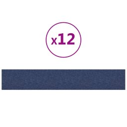 vidaXL Wandhoofdbord 12 pcs Blauw 90 x 15 cm Stof