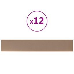 vidaXL Wandhoofdbord 12 pcs Cappuccino 90 x 15 cm Stof