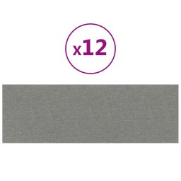 vidaXL Wandhoofdbord 12 pcs Lichtgrijs 90 x 30 cm Stof