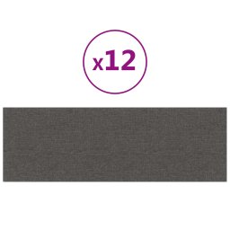 vidaXL Wandhoofdbord 12 pcs Donkergrijs 90 x 30 cm Stof