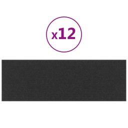vidaXL Wandhoofdbord 12 pcs Zwart 90 x 30 cm Stof