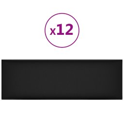 vidaXL Wandhoofdbord 12 pcs 90 x 30 cm Zwart Stof