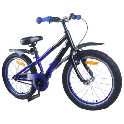 vidaXL Kinderfiets 22 Inch voor 7-12 jaar oud Blauw Zwart
