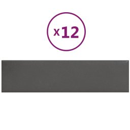 vidaXL Wandhoofdbord 12 pcs 60 x 15 cm Grijs Stof