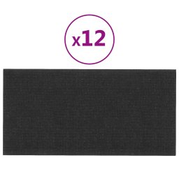 vidaXL Wandhoofdbord 12 pcs 60 x 30 cm Zwart Stof