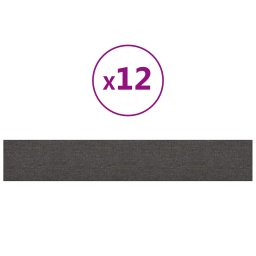 vidaXL Wandhoofdbord 12 pcs 90 x 15 cm Donkergrijs Stof