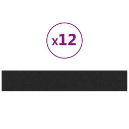 vidaXL Wandhoofdbord 12 pcs 90 x 15 cm Zwart Stof