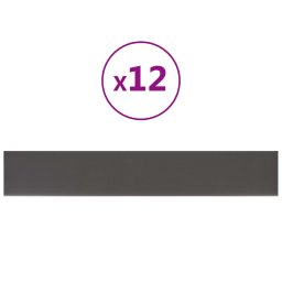 vidaXL Wandhoofdbord 12 pcs Grijs 90 x 15 cm Stof