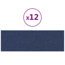 vidaXL Wandhoofdbord 12 pcs 90 x 30 cm Blauw Stof