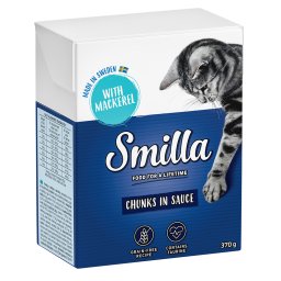 6x370 g Smilla Hapjes Makreel in Saus Katten Natvoer