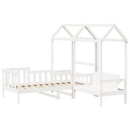 vidaXL Kinderbed met huisje en bankje massief grenenhout wit 80x200 cm