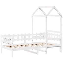 vidaXL Slaapbank met bedhuis 80x200 cm massief grenenhout wit