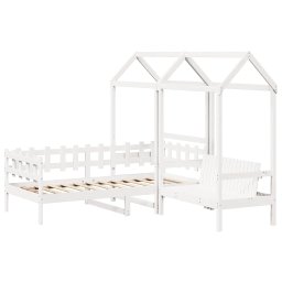 vidaXL Kinderbed met huisje en bankje massief grenenhout wit 80x200 cm