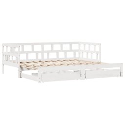 vidaXL Slaapbank met onderschuifbed/lades zonder matras 90x190 cm wit
