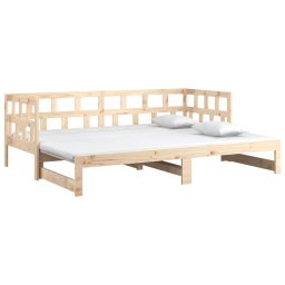 vidaXL Slaapbank uitschuifbaar massief grenenhout 2x(80x200) cm