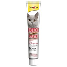 3x50g GimCat Anti-Haarbal Duo-Pasta Mout & Kip Kattenvoer