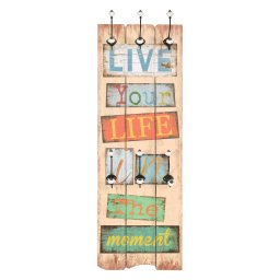 vidaXL Wandkapstok met 6 haken LIVE LIFE 120x40 cm