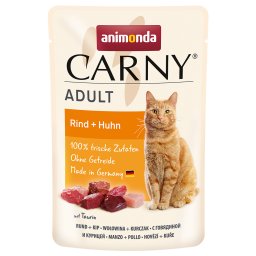 24x85g Maaltijdzakjes Rund + Kip Animonda Carny Kattenvoer