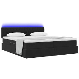 vidaXL LED Opslagbed met Matras Zwart 200 x 200 cm Fluweel