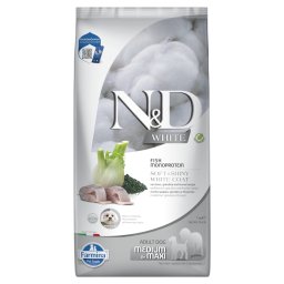 Dubbelpak: 2x7kg Farmina N&D Hond Volwassen Medium/Maxi Witte Zeebaars, Venkel & Spirulina droogvoer voor honden