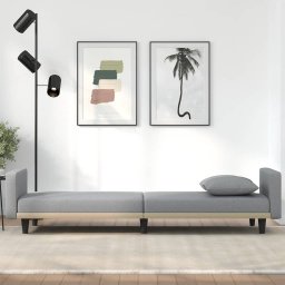 vidaXL Slaapbank met kussens stof lichtgrijs