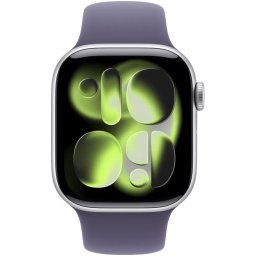 Apple Watch Series 11 GPS 42mm Silver Aluminium Case met Purple Fog Sport Band - S/M Smartwatch Zilver