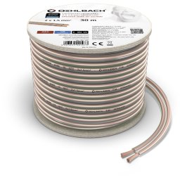 Oehlbach Luidsprekerkabel 2 x 1,5 mm², minihaspel 30 m Luidspreker kabel Transparant