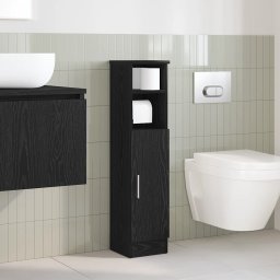vidaXL Badkamerkast met rolhouder 20,5x22x90 cm zwart