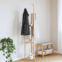 vidaXL Kapstok met haken en schappen 39x33x166 cm bamboe