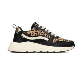 Posh by Poelman - maat 41 - CHARLIE Dames Sneakers - Zwart met dierenprint
