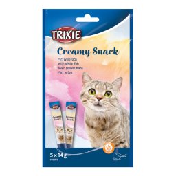 Voordeelpakket: 15x14g Trixie Creamy Snack met witte vis kattensnacks