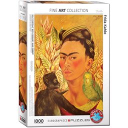 Frida Kahlo - Self Portrait with Monkey and Parrot Puzzel (1000 stukjes)