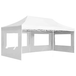vidaXL Partytent inklapbaar met wanden 6x3 m aluminium wit