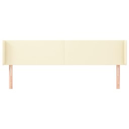 vidaXL Hoofdbord met randen 203x16x78/88 cm kunstleer crèmekleurig
