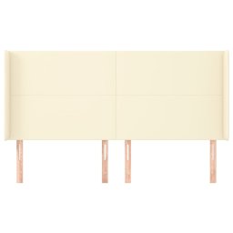 vidaXL Hoofdbord met randen 203x16x118/128 cm kunstleer crèmekleurig