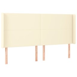 vidaXL Hoofdbord LED 203x16x118/128 cm kunstleer crèmekleurig
